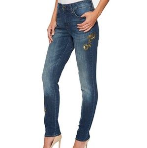 NYDJ Alina skinny desert gold embroidery size 4